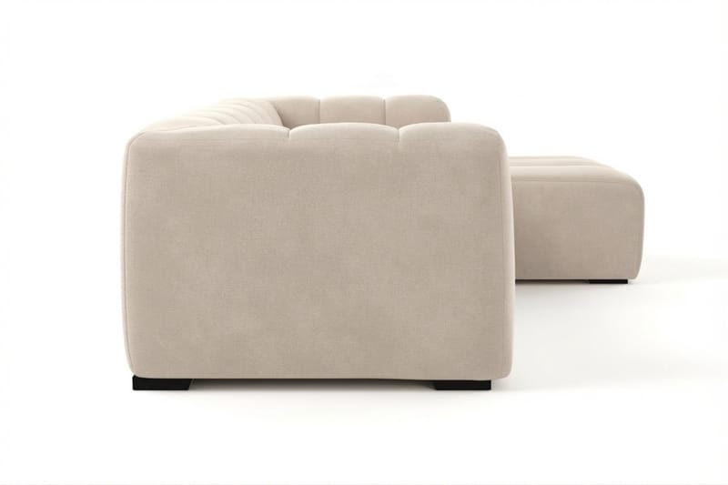 Marlow 3-seters L-formet Bubbel Divansofa Høyre med Sjeselong i Stoff - Beige - Møbler - Sofaer - Sofa med sjeselong