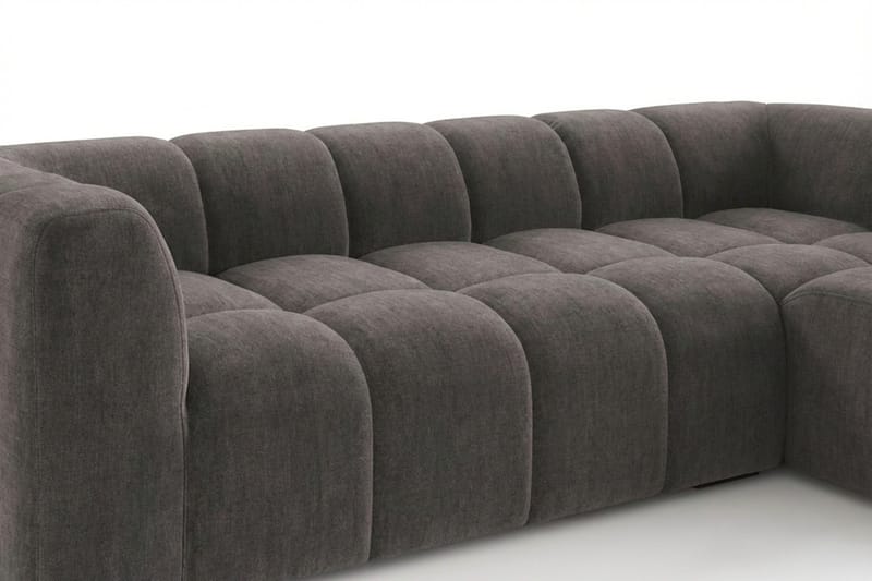 Marlow 3-seters L-formet Bubblig Divansofa Høyre med Sjeselong i Stoff - Grå - Møbler - Sofaer - Sofa med sjeselong