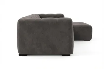 Marlow 3-seters L-formet Bubblig Divansofa Høyre med Sjeselong i Stoff - Grå - Møbler - Sofaer - Sofa med sjeselong