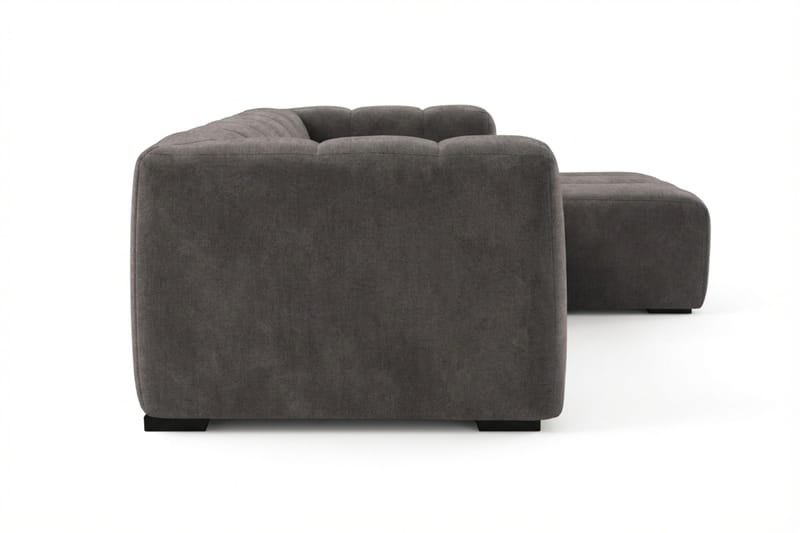 Marlow 3-seters L-formet Bubblig Divansofa Høyre med Sjeselong i Stoff - Grå - Møbler - Sofaer - Sofa med sjeselong