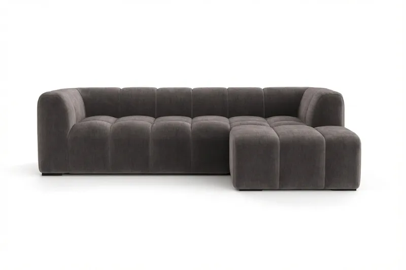 Marlow 3-seters L-formet Bubblig Divansofa Høyre med Sjeselong i Stoff - Grå - Møbler - Sofaer - Sofa med sjeselong