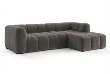 Marlow 3-seters L-formet Bubblig Divansofa Høyre med Sjeselong i Stoff - Grå - Møbler - Sofaer - Sofa med sjeselong
