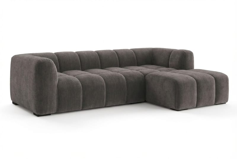Marlow 3-seters L-formet Bubblig Divansofa Høyre med Sjeselong i Stoff - Grå - Møbler - Sofaer - Sofa med sjeselong