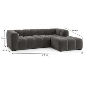 Marlow 3-seters L-formet Bubblig Divansofa Høyre med Sjeselong i Stoff - Grå - Møbler - Sofaer - Sofa med sjeselong