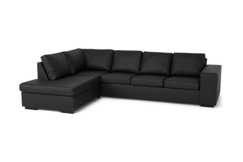 Memphis 4-seters Venstrevendt L-formet Large Sjeselongsofa i Kunstlær - Svart - Møbler - Sofaer - Sofa med sjeselong
