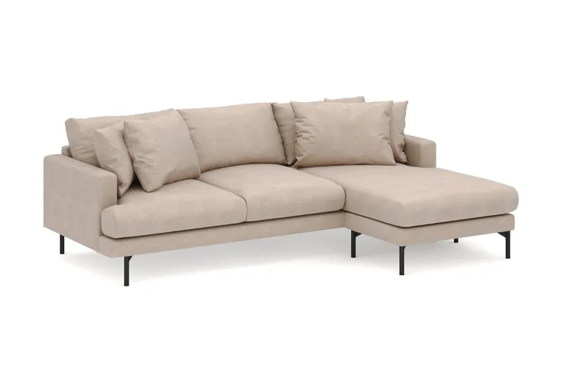 Menard 3-seters Høyrevendt L-formet Divansofa i Stoff - Beige - Møbler - Sofaer - Sofa med sjeselong
