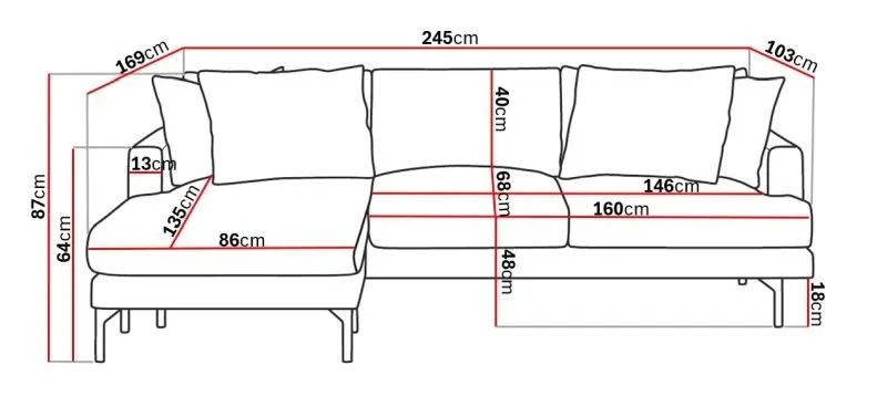 Menard 3-seters Venstrevendt Dyp L-formet Divansofa i Manchester - Brun - Møbler - Sofaer - Sofa med sjeselong