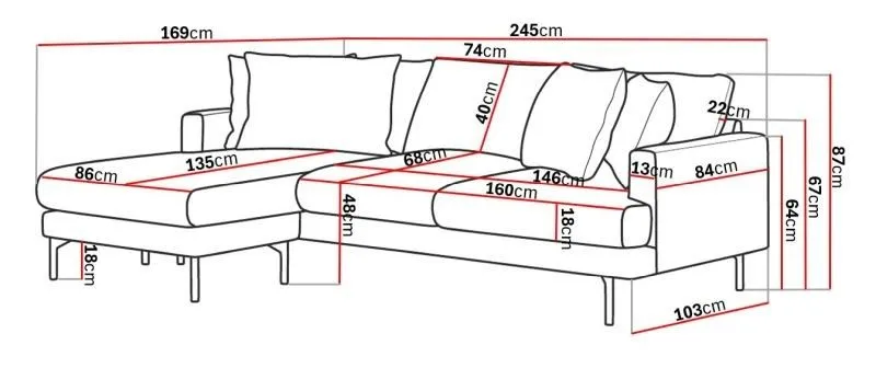 Menard 3-seters Venstrevendt Dyp L-formet Divansofa i Manchester - Brun - Møbler - Sofaer - Sofa med sjeselong