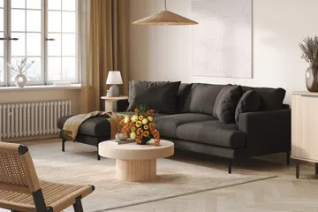 Menard 3-seters Venstrevendt L-formet Divansofa i Manchester - Mørk grå - Møbler - Sofaer - Sofa med sjeselong - 3 seters sofa med divan