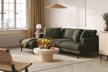 Menard 3-seters Venstrevendt L-formet Divansofa i Manchester - Mørk grønn - Møbler - Sofaer - Sofa med sjeselong