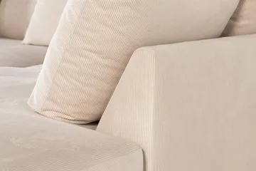Menard 4-seters høyrevendt, L-formet dyp sjeselongsofa i kordfløyel - Beige - Møbler - Sofaer - Sofa med sjeselong