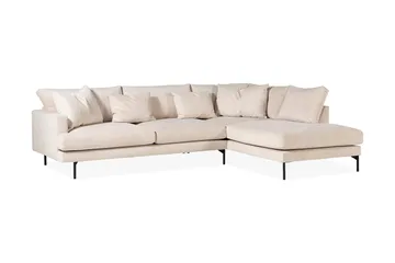Menard 4-seters høyrevendt, L-formet dyp sjeselongsofa i kordfløyel - Beige - Møbler - Sofaer - Sofa med sjeselong