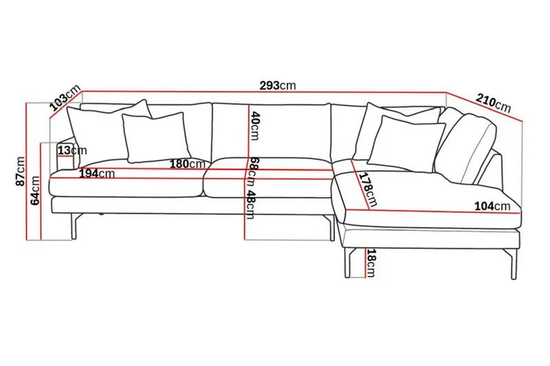 Menard 4-seters høyrevendt, L-formet dyp sjeselongsofa i kordfløyel - Beige - Møbler - Sofaer - Sofa med sjeselong