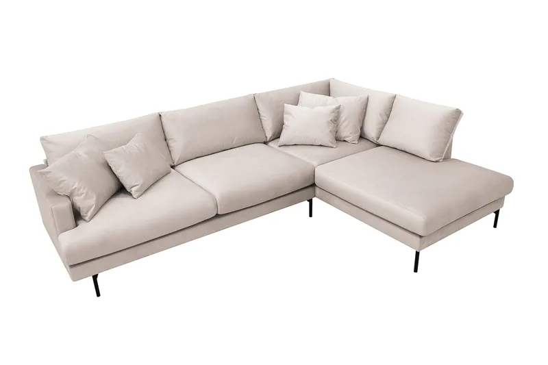 Menard 4-seters Høyrevendt Dyp L-formet Sjeselongsofa i Fløyel - Beige - Møbler - Sofaer - Sofa med sjeselong