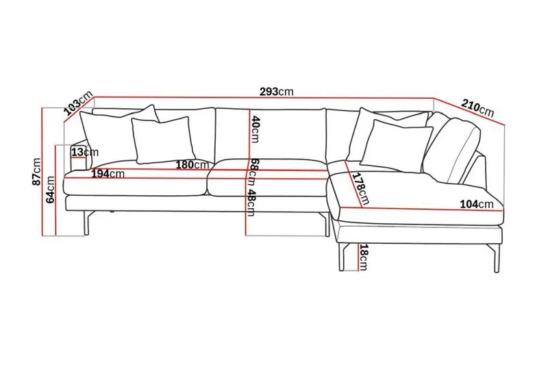 Menard 4-seters Høyrevendt Dyp L-formet Sjeselongsofa i Fløyel - Beige - Møbler - Sofaer - Sofa med sjeselong