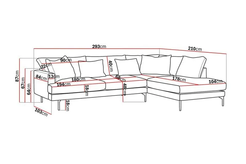 Menard 4-seters Høyrevendt Dyp L-formet Sjeselongsofa i Fløyel - Beige - Møbler - Sofaer - Sofa med sjeselong