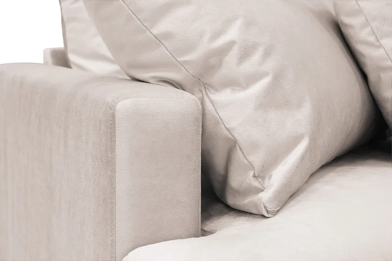 Menard 4-seters Høyrevendt Dyp L-formet Sjeselongsofa i Fløyel - Beige - Møbler - Sofaer - Sofa med sjeselong