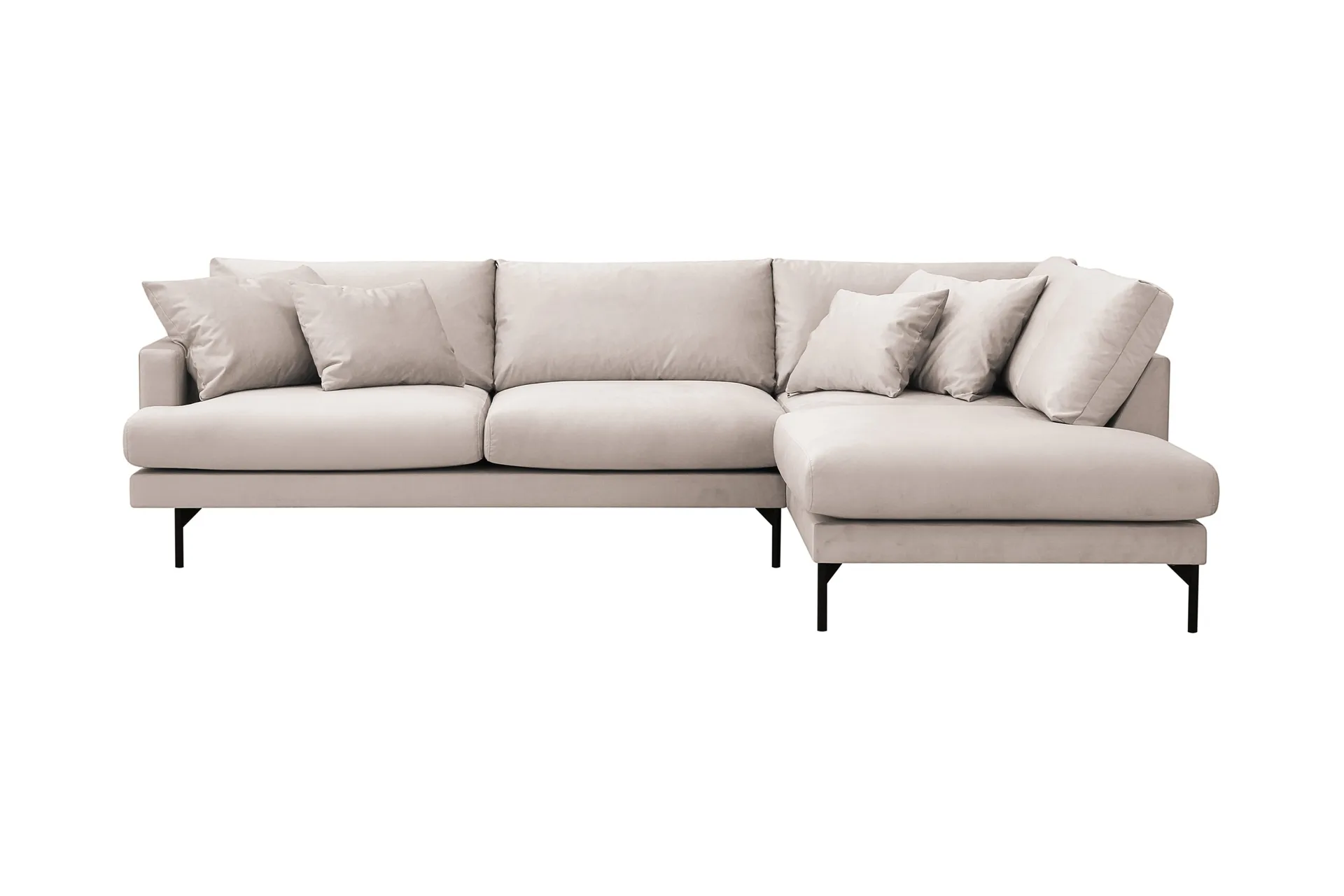 Menard 4-seters Høyrevendt Dyp L-formet Sjeselongsofa i Fløyel - Beige