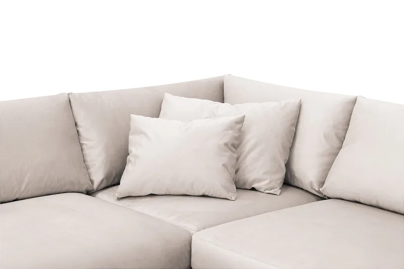 Menard 4-seters Høyrevendt Dyp L-formet Sjeselongsofa i Fløyel - Beige - Møbler - Sofaer - Sofa med sjeselong