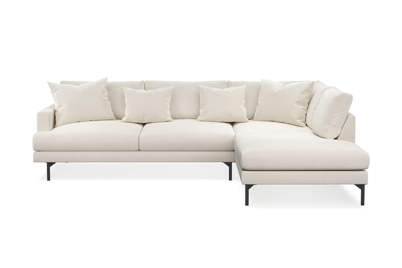 Menard 4-seters Høyrevendt Dyp L-formet Sjeselongsofa i Fløyel - Kremhvit - Møbler - Sofaer - Sofa med sjeselong