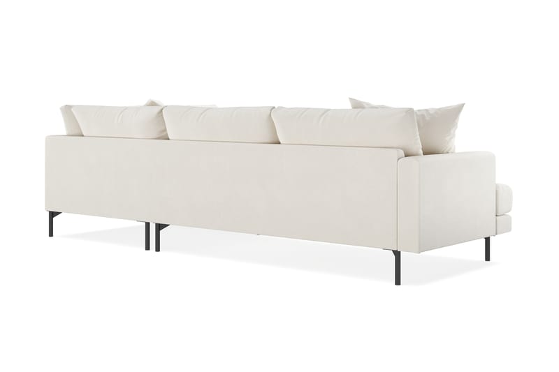 Menard 4-seters Høyrevendt Dyp L-formet Sjeselongsofa i Fløyel - Kremhvit - Møbler - Sofaer - Sofa med sjeselong
