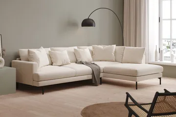 Menard 4-seters Høyrevendt Dyp L-formet Sjeselongsofa i Fløyel - Kremhvit - Møbler - Sofaer - Sofa med sjeselong