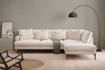 Menard 4-seters Høyrevendt Dyp L-formet Sjeselongsofa i Fløyel - Kremhvit - Møbler - Sofaer - Sofa med sjeselong