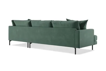Menard 4-seters Høyrevendt Dyp L-formet Sjeselongsofa i Fløyel - Mørk grønn - Møbler - Sofaer - Sofa med sjeselong