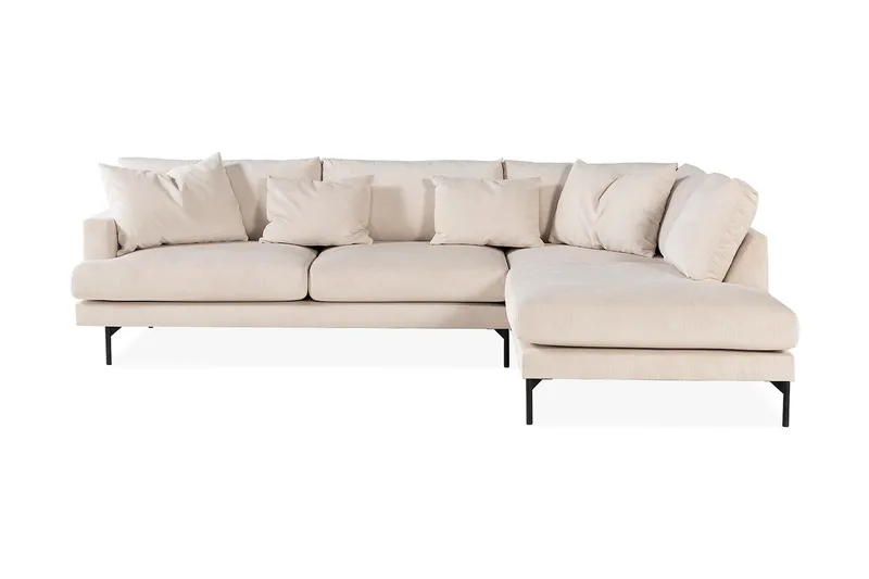 Menard 4-seters Høyrevendt Dyp L-formet Sjeselongsofa i Manchester - Beige - Møbler - Sofaer - Sofa med sjeselong