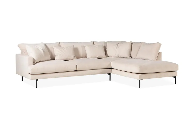 Menard 4-seters Høyrevendt Dyp L-formet Sjeselongsofa i Manchester - Beige - Møbler - Sofaer - Sofa med sjeselong