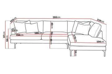 Menard 4-seters Høyrevendt Dyp L-formet Sjeselongsofa i Manchester - Beige - Møbler - Sofaer - Sofa med sjeselong