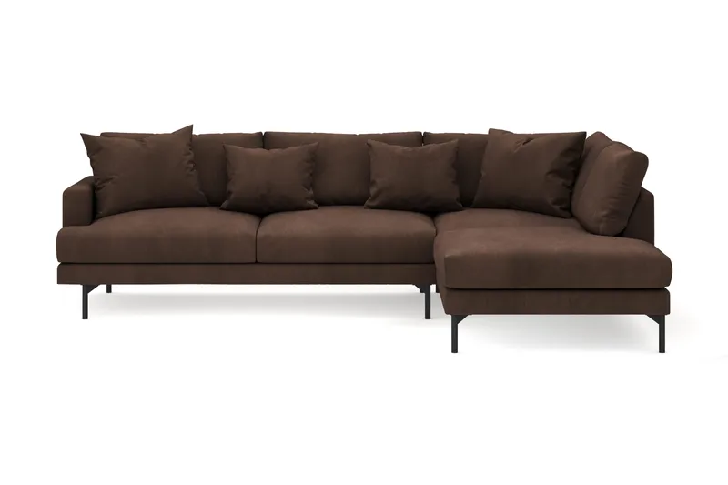 Menard 4-seters Høyrevendt Dyp L-formet Sjeselongsofa i Manchester - Brun - Møbler - Sofaer - Sofa med sjeselong