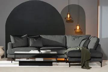 Menard 4-seters Høyrevendt Dyp L-formet Sjeselongsofa i Manchester - Grå - Møbler - Sofaer - Sofa med sjeselong
