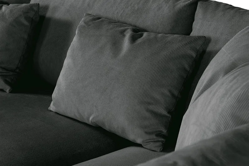 Menard 4-seters Høyrevendt Dyp L-formet Sjeselongsofa i Manchester - Grå - Møbler - Sofaer - Sofa med sjeselong