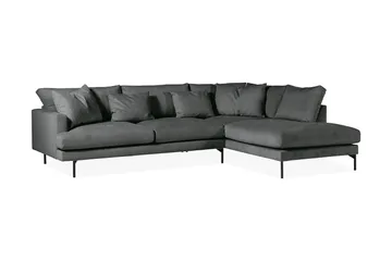 Menard 4-seters Høyrevendt Dyp L-formet Sjeselongsofa i Manchester - Grå - Møbler - Sofaer - Sofa med sjeselong
