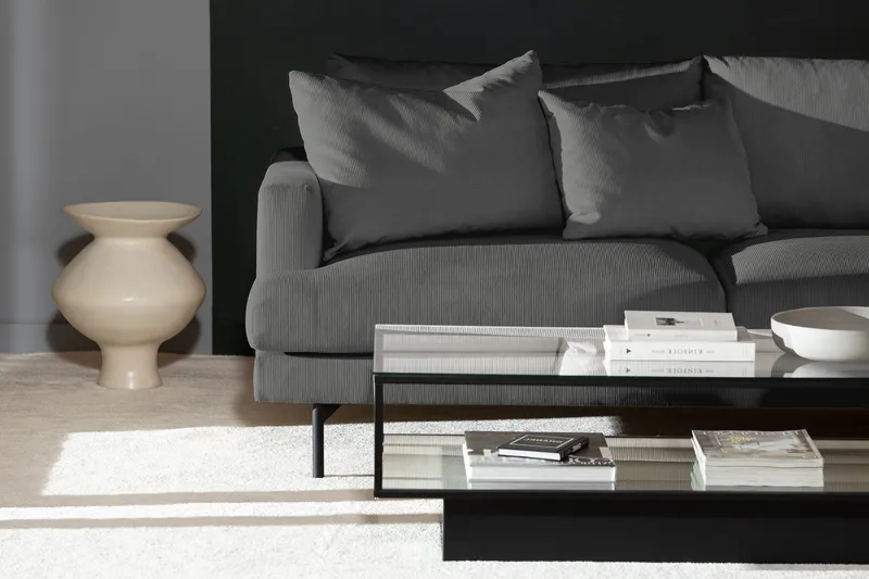 Menard 4-seters Høyrevendt Dyp L-formet Sjeselongsofa i Manchester - Grå - Møbler - Sofaer - Sofa med sjeselong