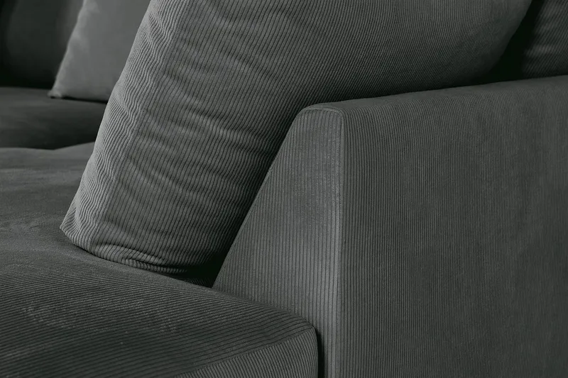 Menard 4-seters Høyrevendt Dyp L-formet Sjeselongsofa i Manchester - Grå - Møbler - Sofaer - Sofa med sjeselong