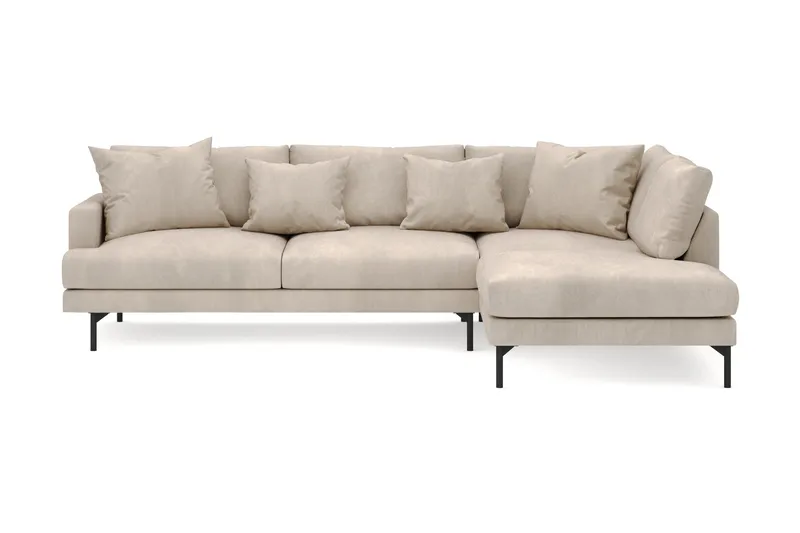 Menard 4-seters Høyrevendt Dyp L-formet Sjeselongsofa i Manchester - Greige - Møbler - Sofaer - Sofa med sjeselong