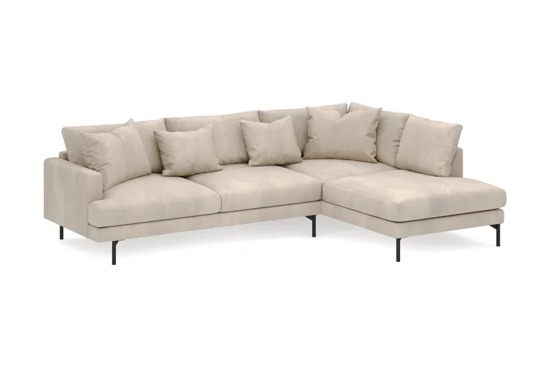 Menard 4-seters Høyrevendt Dyp L-formet Sjeselongsofa i Manchester - Greige - Møbler - Sofaer - Sofa med sjeselong