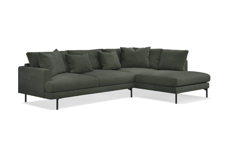 Menard 4-seters Høyrevendt Dyp L-formet Sjeselongsofa i Manchester - Mørk grønn - Møbler - Sofaer - Sofa med sjeselong