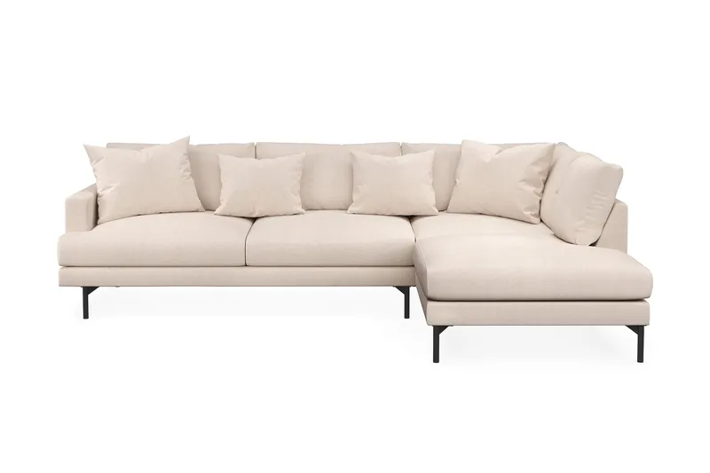 Menard 4-seters Høyrevendt Dyp L-formet Sjeselongsofa i Stoff - Beige - Møbler - Sofaer - Sofa med sjeselong