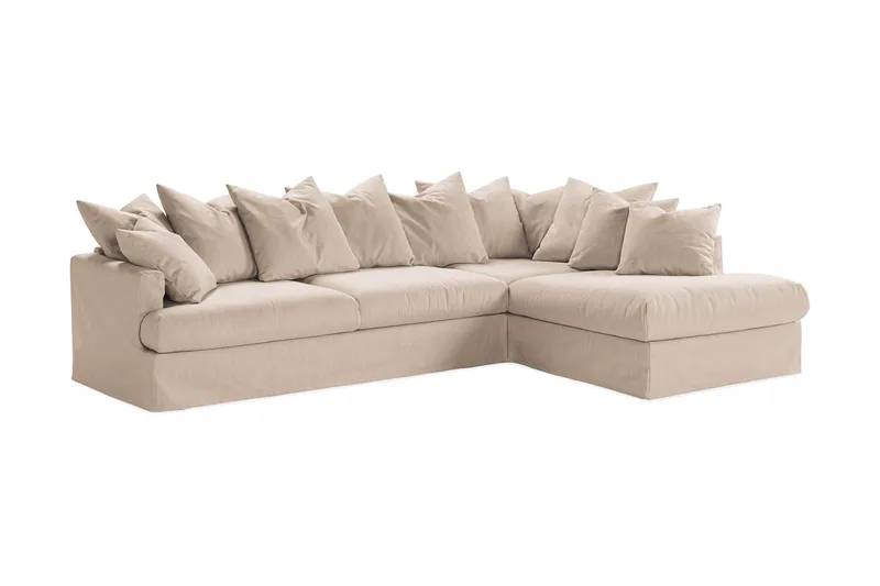 Menard 4-seters Høyrevendt Dyp L-formet Sjeselongsofa i Stoff - Beige - Møbler - Sofaer - Sofa med sjeselong