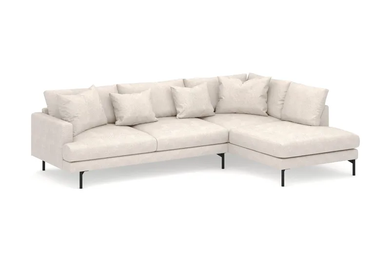 Menard 4-seters Høyrevendt Dyp L-formet Sjeselongsofa i Stoff - Beige - Møbler - Sofaer - Sofa med sjeselong