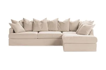Menard 4-seters Høyrevendt Dyp L-formet Sjeselongsofa i Stoff - Beige - Møbler - Sofaer - Sofa med sjeselong