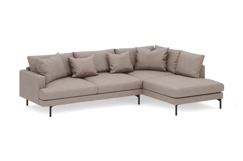 Menard 4-seters Høyrevendt Dyp L-formet Sjeselongsofa i Stoff - Brun - Møbler - Sofaer - Sofa med sjeselong