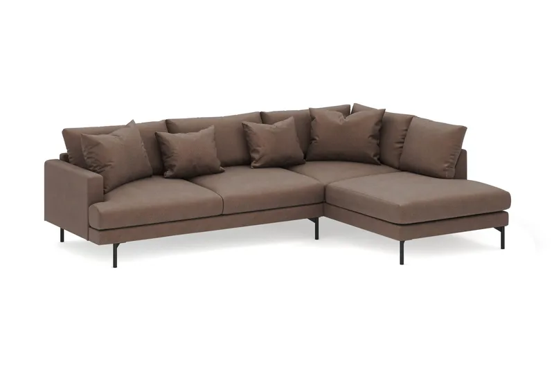 Menard 4-seters Høyrevendt Dyp L-formet Sjeselongsofa i Stoff - Brun - Møbler - Sofaer - Sofa med sjeselong