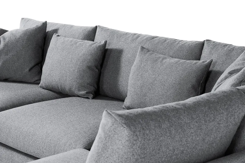 Menard 4-seters Høyrevendt Dyp L-formet Sjeselongsofa i Stoff - Grå - Møbler - Sofaer - Sofa med sjeselong