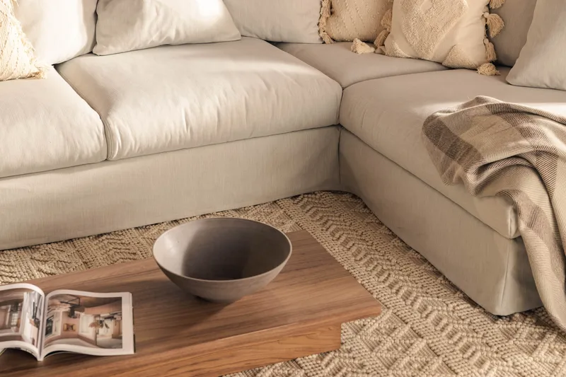 Menard 4-seters Høyrevendt Dyp L-formet Sjeselongsofa i Stoff - Lys grå - Møbler - Sofaer - Sofa med sjeselong