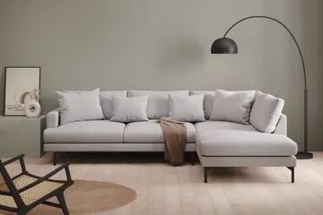 Menard 4-seters Høyrevendt Dyp L-formet Sjeselongsofa i Stoff - Lys grå - Møbler - Sofaer - Sofa med sjeselong