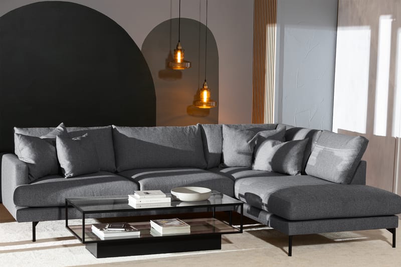 Menard 4-seters Høyrevendt Dyp L-formet Sjeselongsofa i Stoff - Mørk grå - Møbler - Sofaer - Sofa med sjeselong